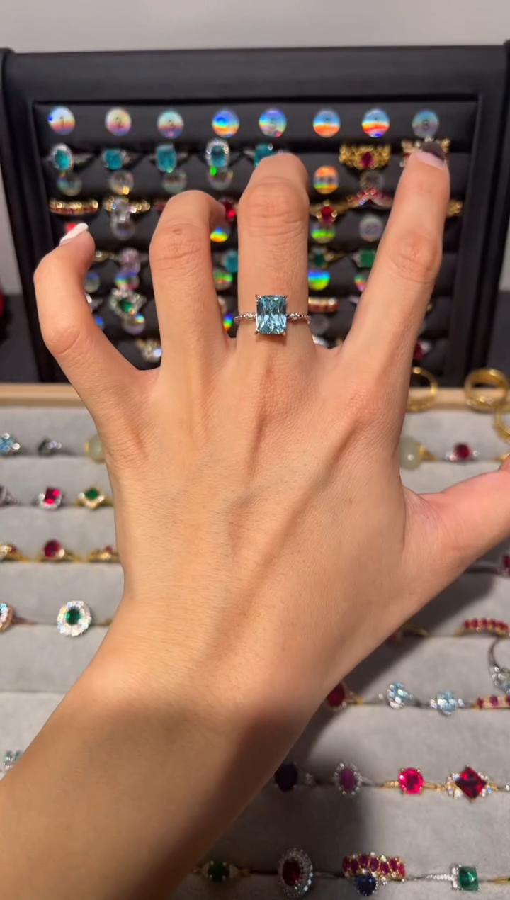 【闪购商品】海蓝宝石戒圈银S925镶嵌0000