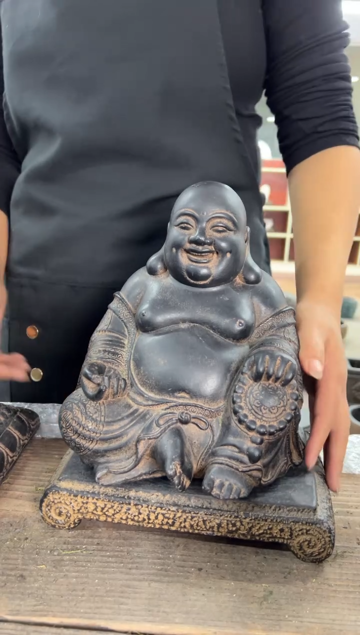 陶土大肚佛+小江枫底座