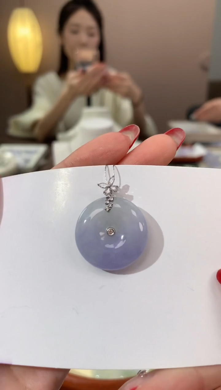 【闪购商品】翡翠颈饰18K金镶嵌天然缅甸a货翡翠