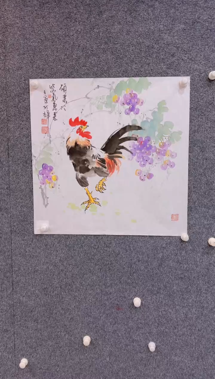 【闪购商品】国画1.26展馆-颜新辉斗方原作-鸡23