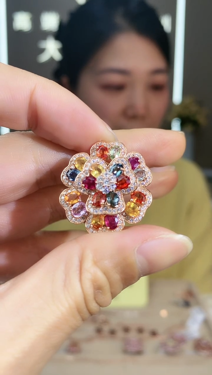【闪购商品】彩色蓝宝石手饰银S925镶嵌手饰