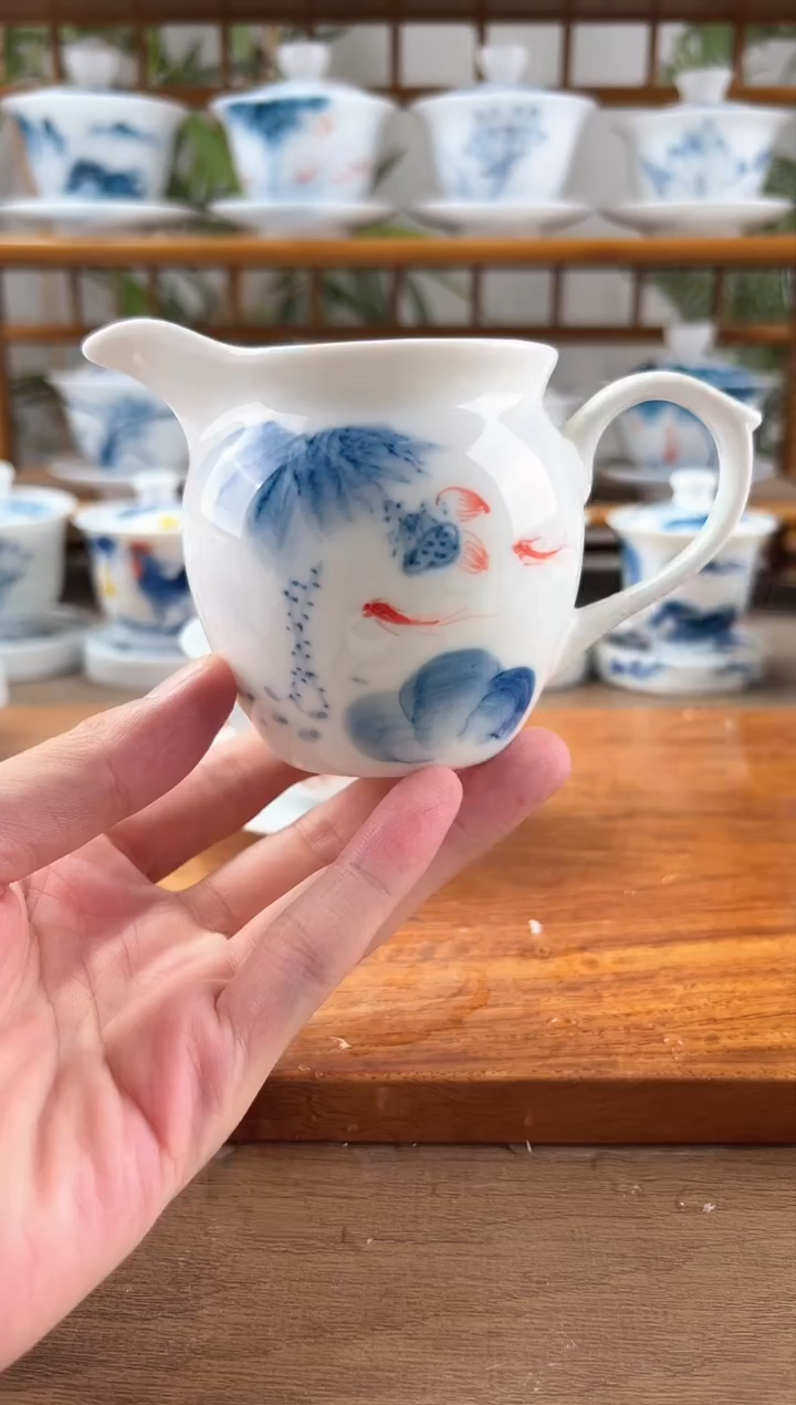 佬*微瑕蓝莲带把公道杯