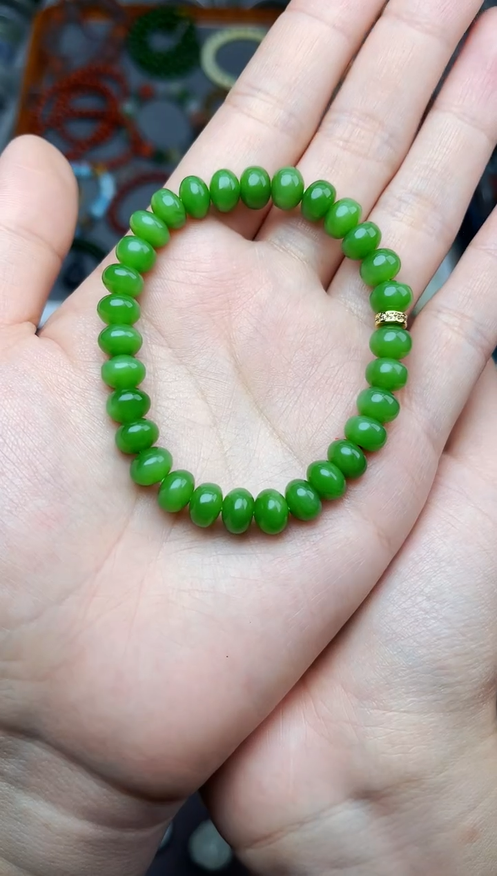 未镶嵌手串和田玉算盘珠手串06