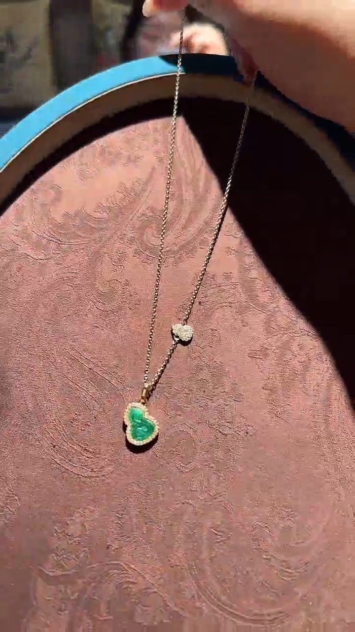 【闪购商品】翡翠项链银S925镶嵌红翡绿翠 01号