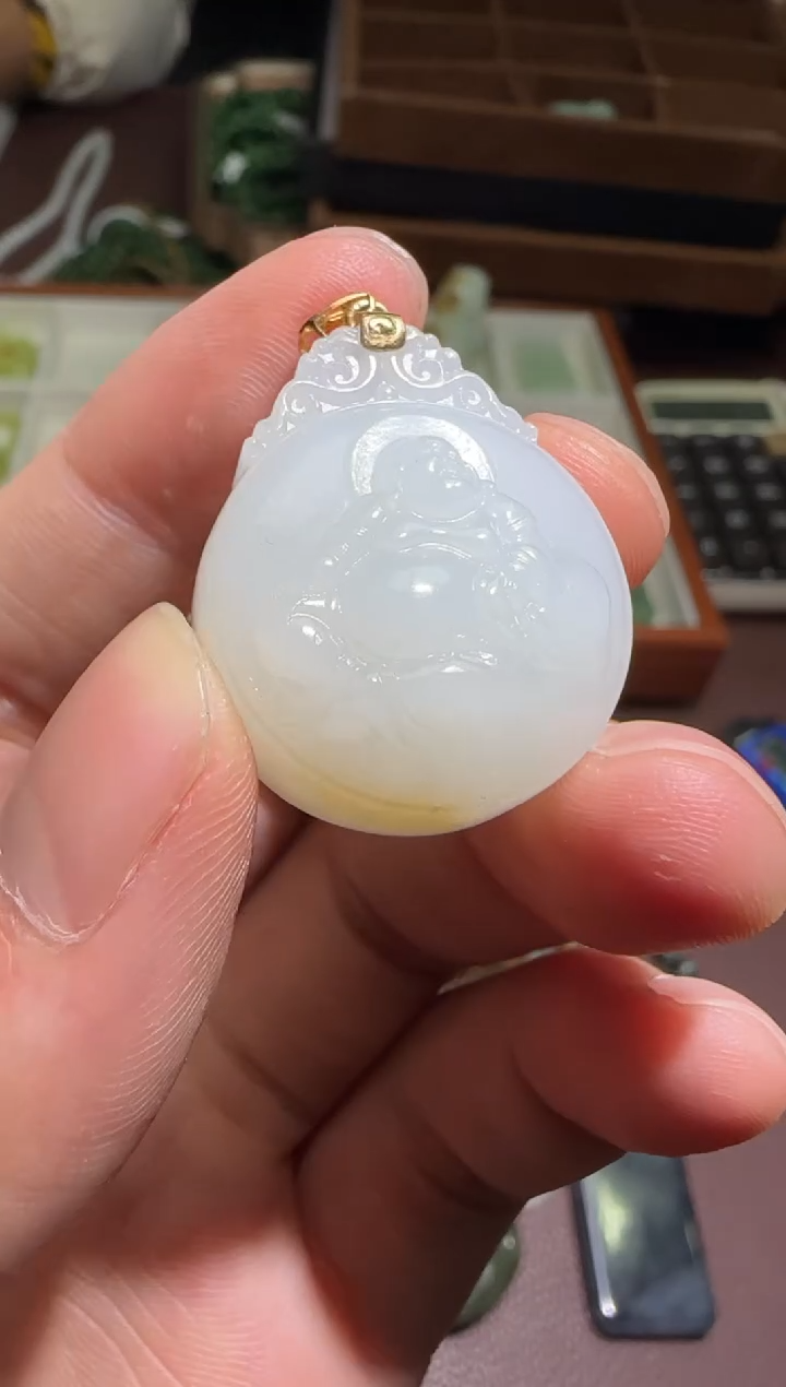 【闪购商品】和田玉【钰215】3418K金镶嵌9007