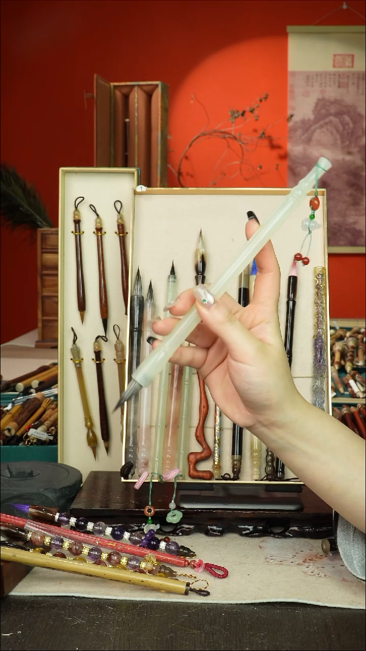 541号闪孤品高货毛笔链接 清水试笔 蘸墨不退