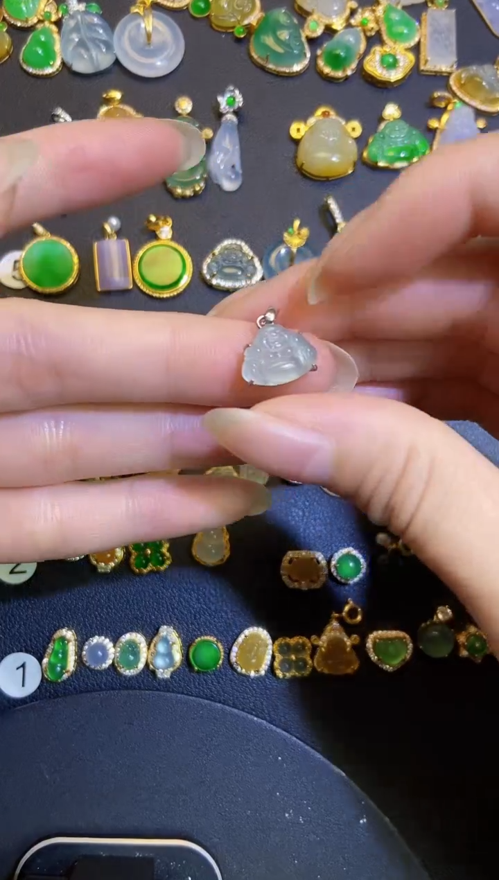 吊坠(不含链)银S925镶嵌翡翠1