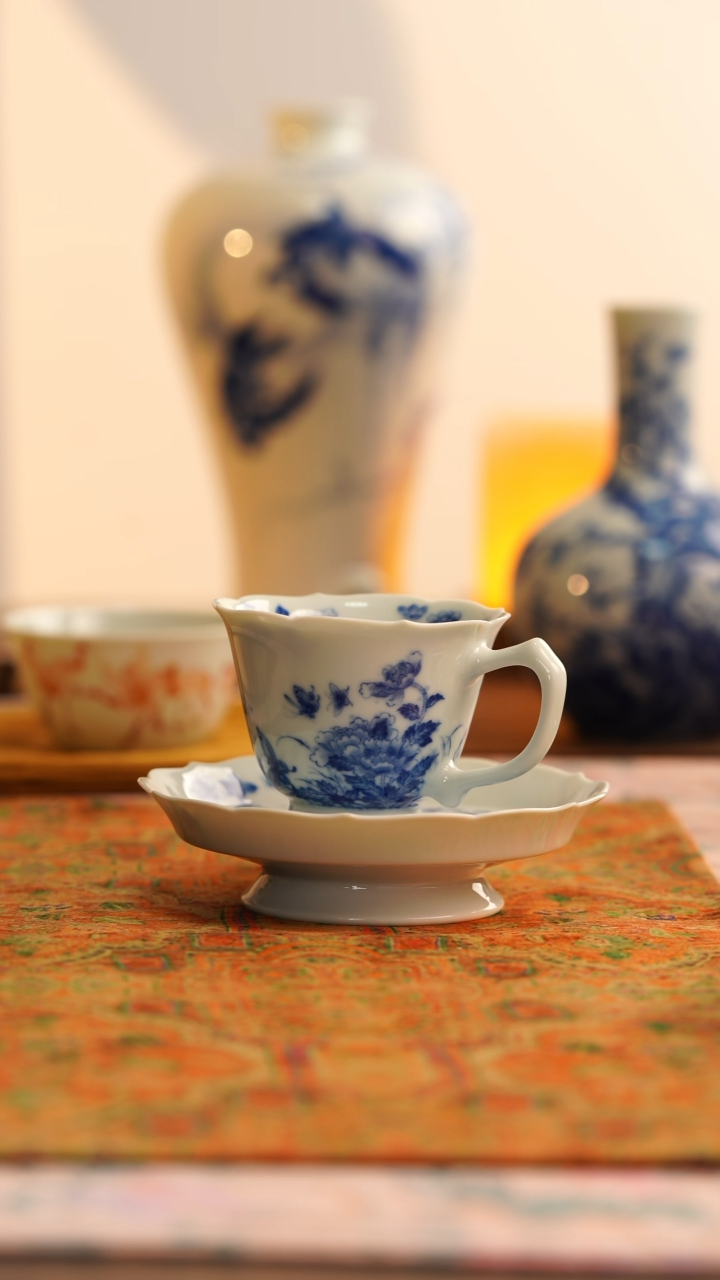 【闪购商品】望玉青花蝶恋花咖啡杯