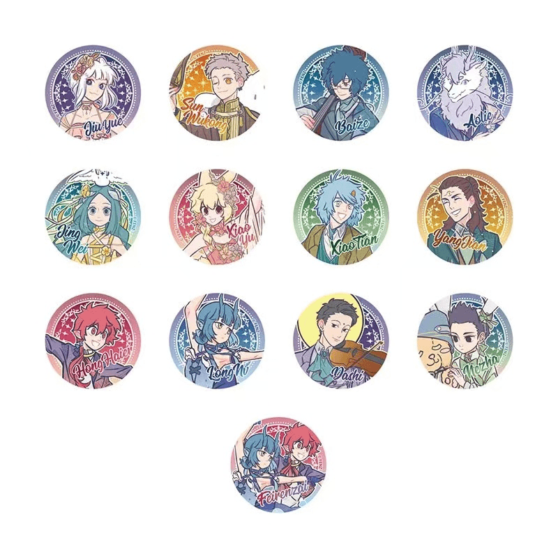 非人哉《轻梦舞曲系列》马口铁徽章盲盒 58mm双闪银葱吧唧