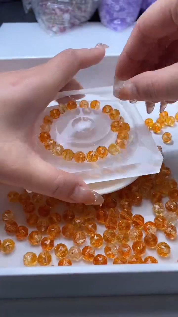 颈饰未镶嵌水晶W1800金橙色碧玺切面10mm*10颗