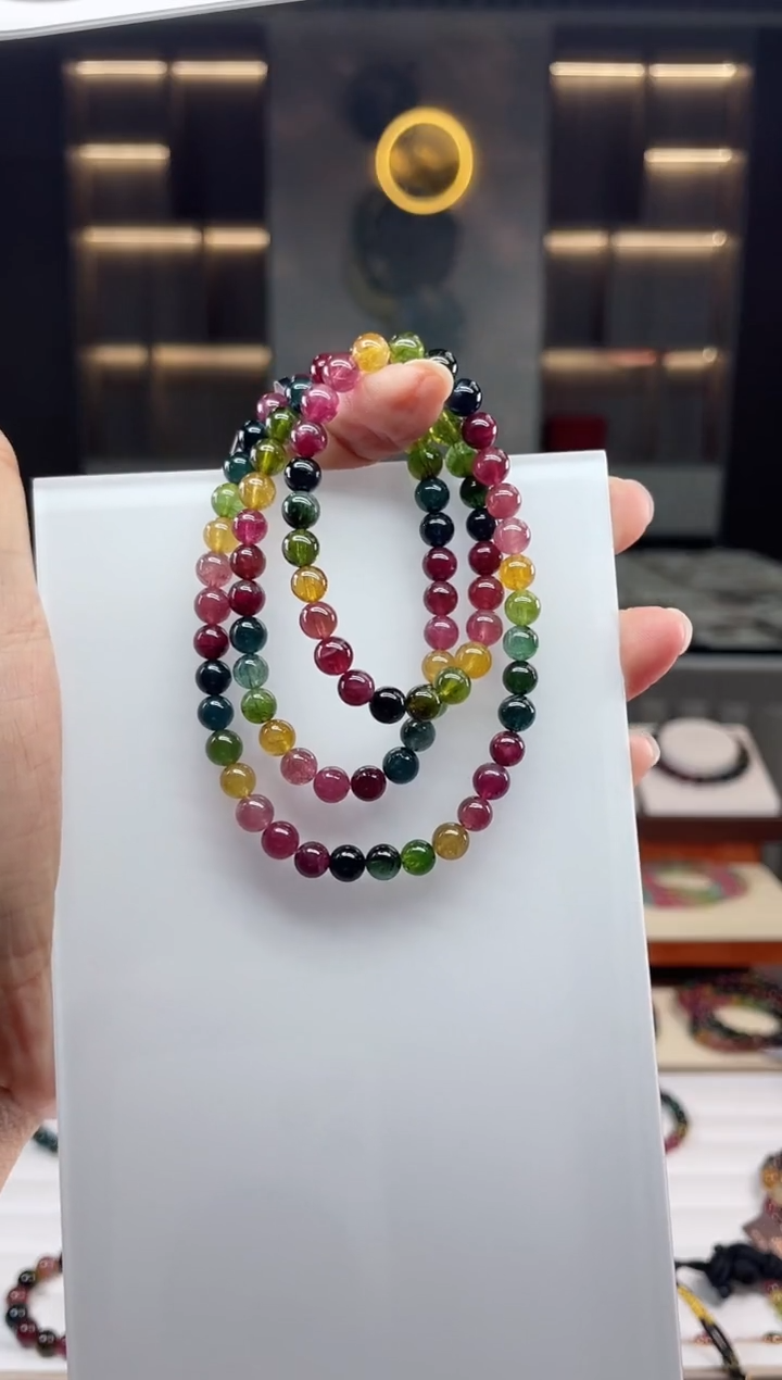 桶珠单圈手串未镶嵌碧玺（多样性发一条）Q