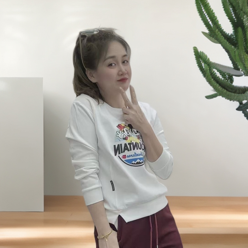 《丽丽家》【不加绒】圆领秋冬棉质卫衣女卡通印花休闲ins打底外穿