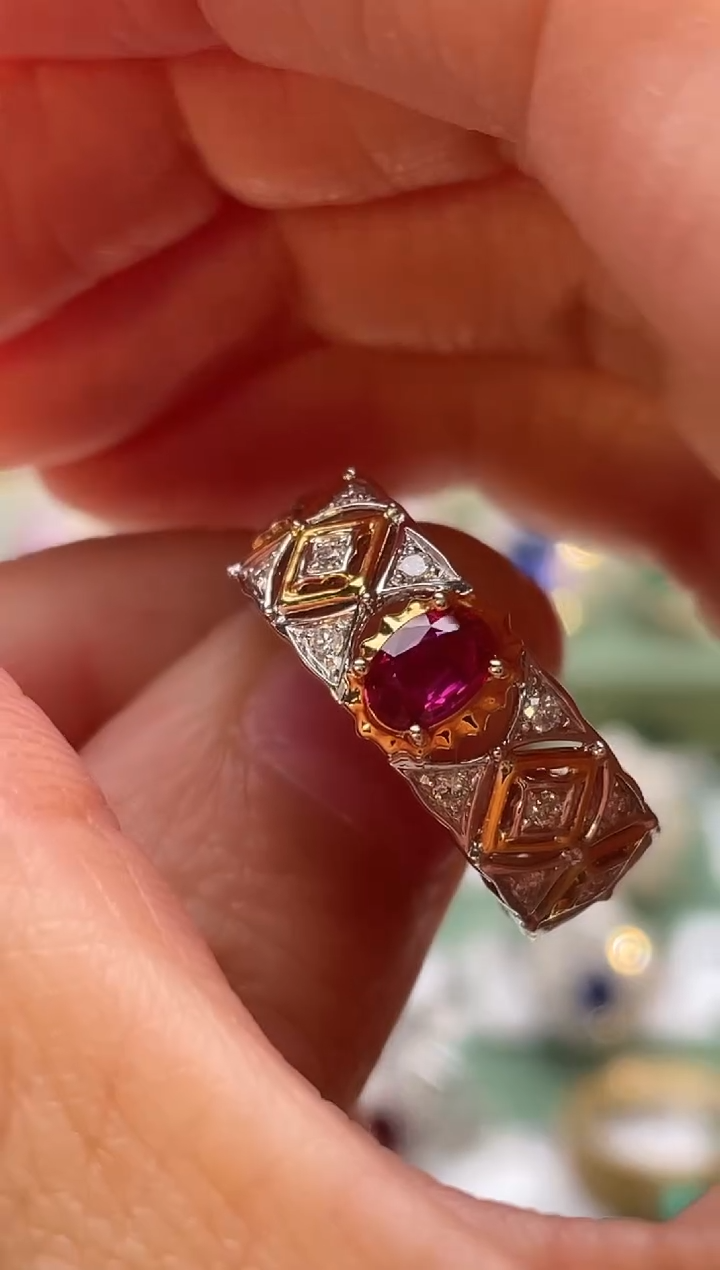 【闪购商品】红宝石戒指18K金镶嵌无烧主石：0.48ct