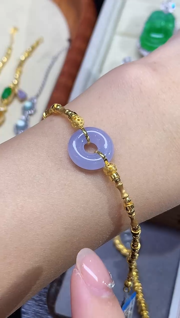 18K金镶嵌手链翡翠X2192多样性发其一