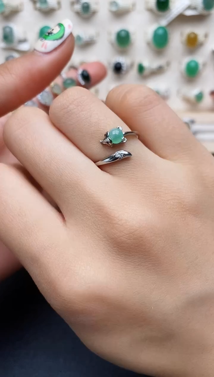【闪购商品】翡翠戒指银S925镶嵌缅甸翡翠