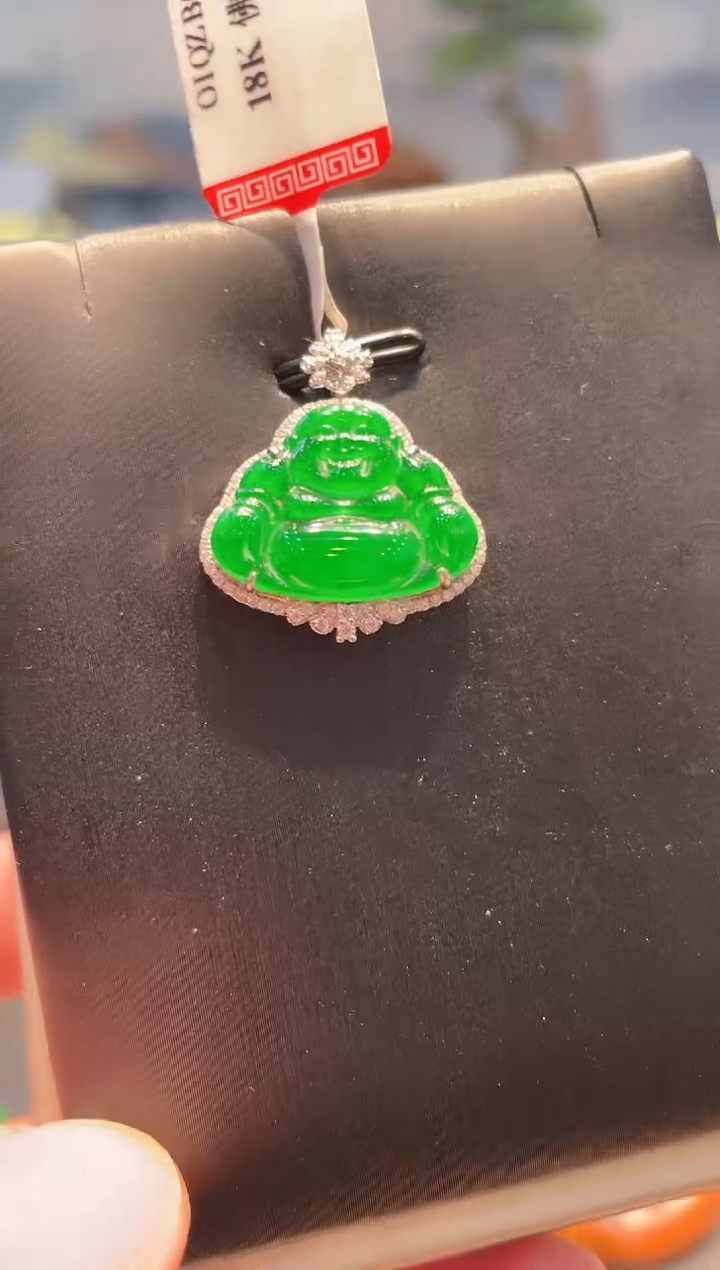【闪购商品】翡翠颈饰18K金镶嵌A78天然A货翡翠