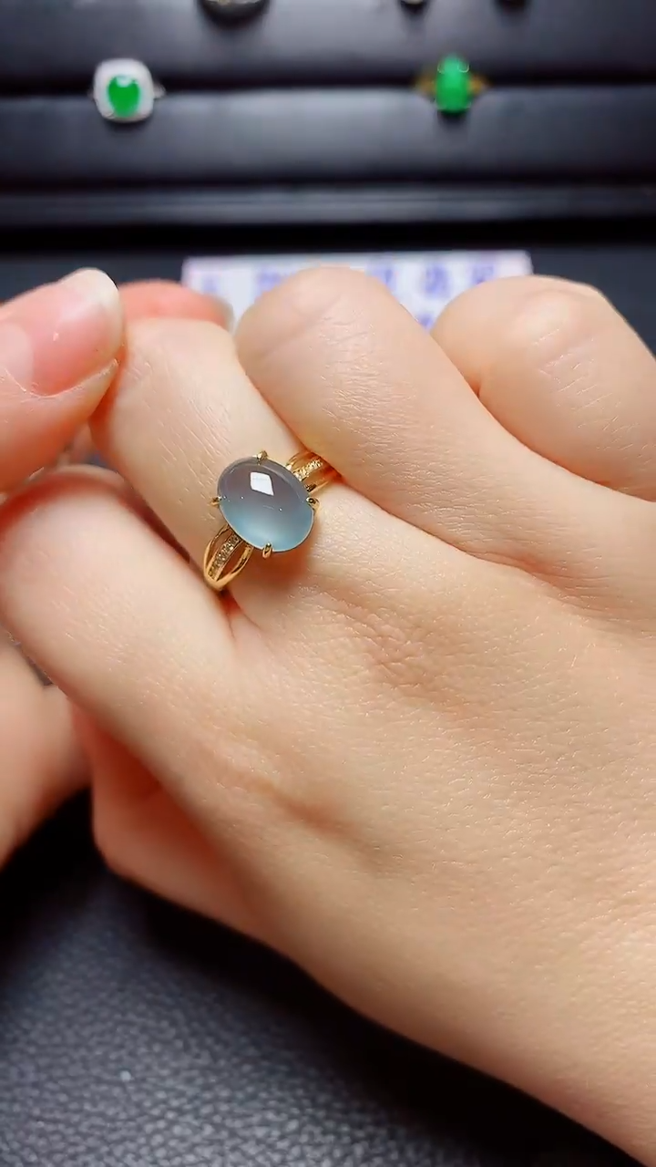 银S925镶嵌戒指翡翠 天然翡翠A货s925银镶