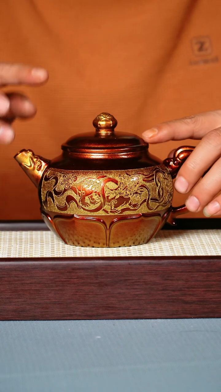 茶壶紫砂 金贝烧 龙行大运