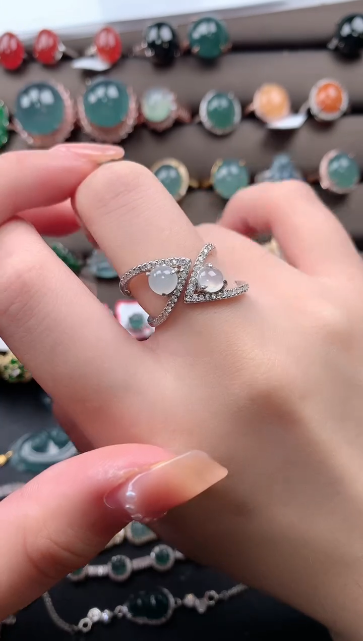 【闪购商品】翡翠戒指银S925镶嵌52141