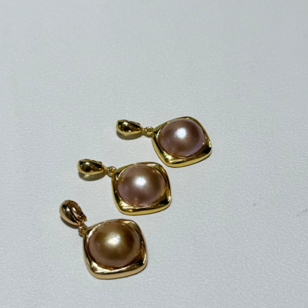 【娜点珠宝】浓茶金 15-16mm S925银 马贝拼合珍珠吊坠 多样性发一