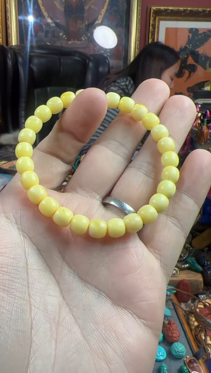 裸石蜜蜡未镶嵌128号 蜜蜡手串套装ylp有花粉7.5mm