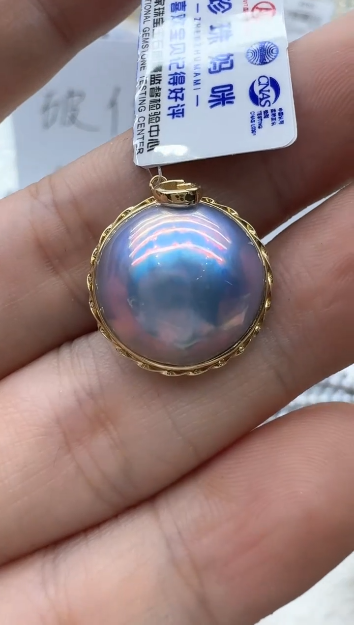 【闪购商品】拼合珍珠（马贝珠）颈饰18K金镶嵌清货