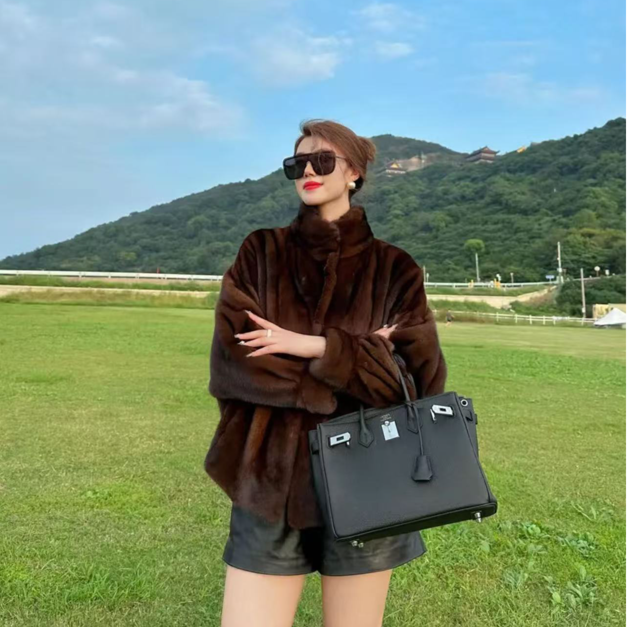 1212 M【豪门阔太】进口水貂皮草外套 贝壳款蝙蝠袖0031- 65