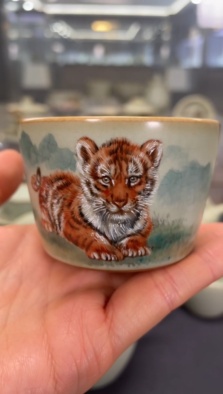 【闪购商品】余秀华彩绘君子竹节杯（虎）