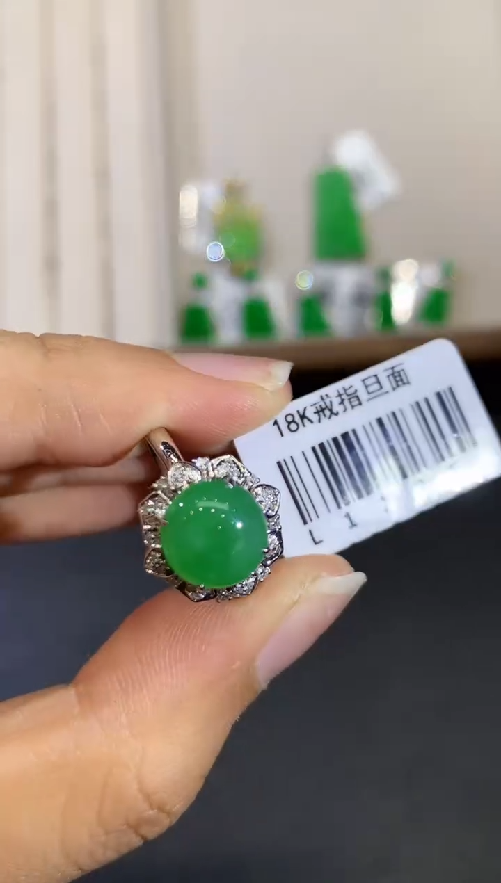 翡翠戒指18K金镶嵌L1125多样性发其一
