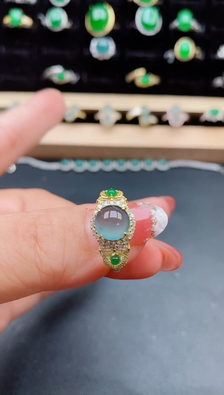 【闪购商品】翡翠戒指银S925镶嵌58500