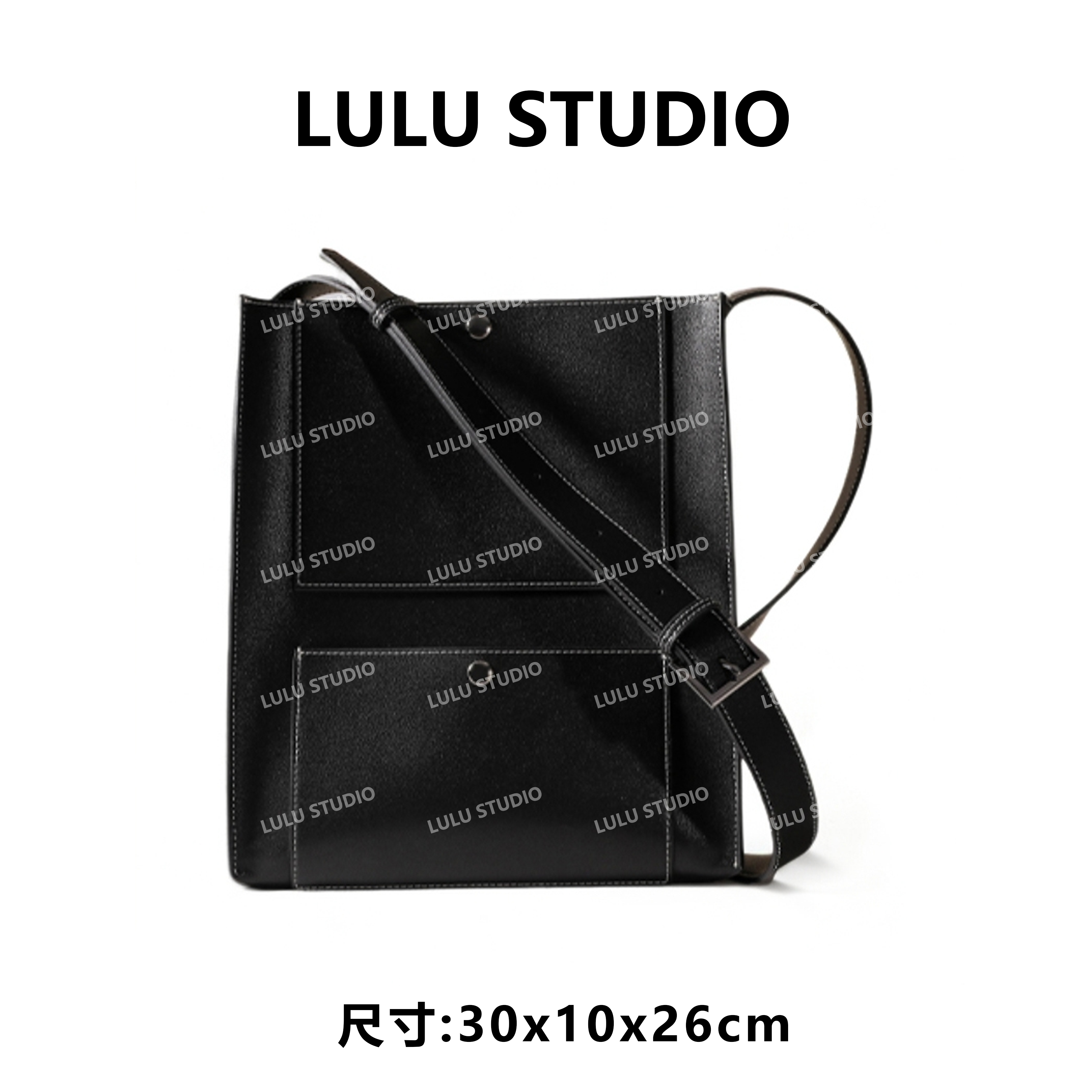 【LULU】SLBL-616-黑色RAIN.CUN气质时尚百搭简约斜跨轻奢女包