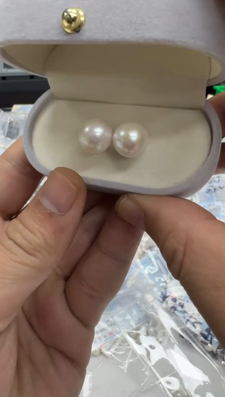 【闪购商品】淡水珍珠耳钉银S925镶嵌11-12mm