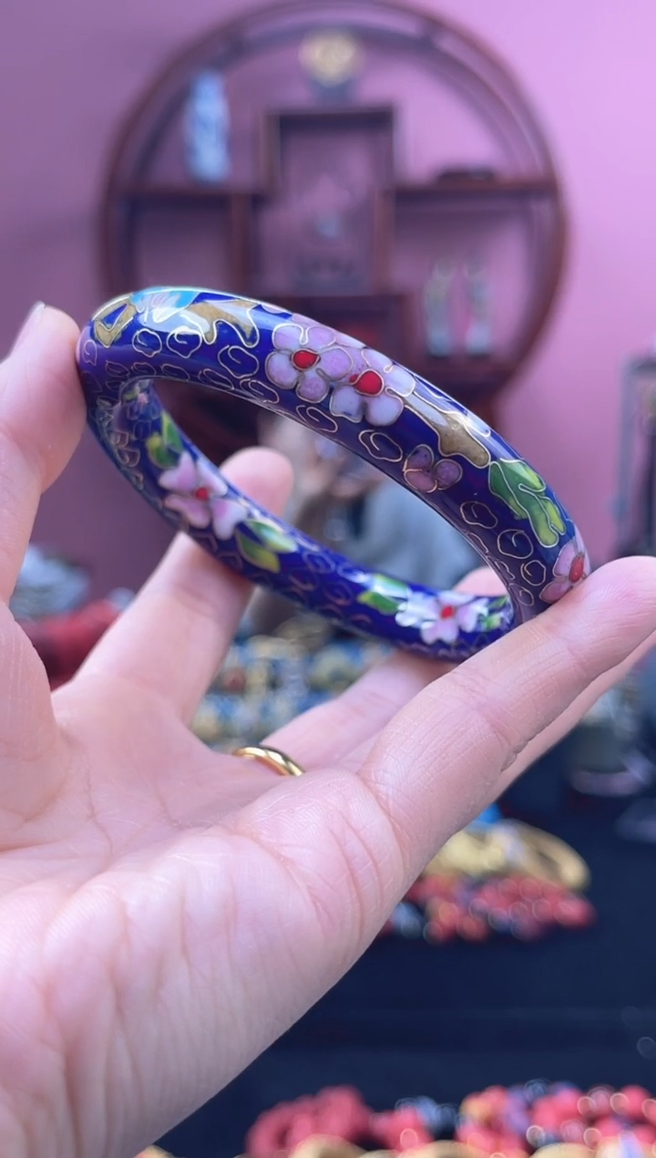 非遗 景泰蓝 公主镯   粗 宝蓝 60 