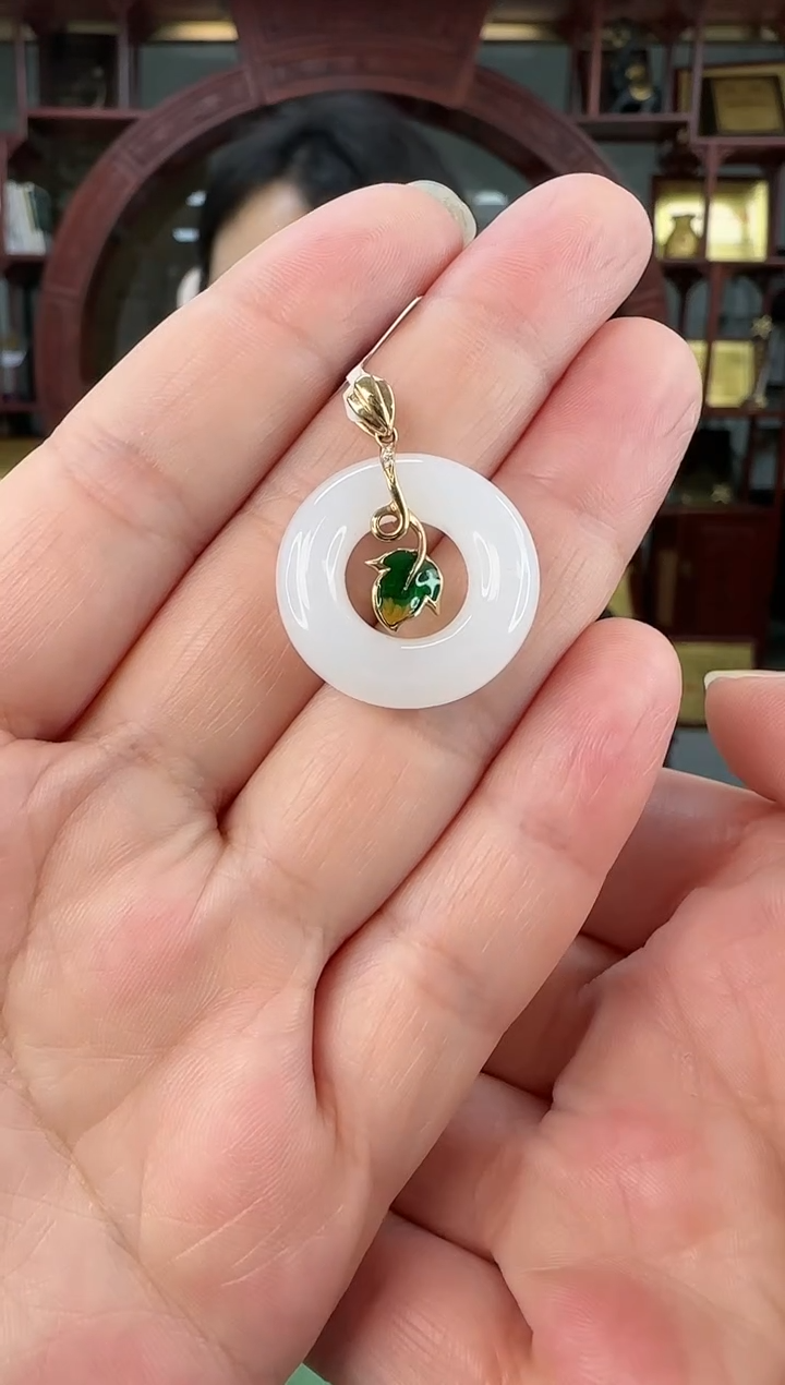 【闪购商品】和田玉吊坠18K金镶嵌0122-017