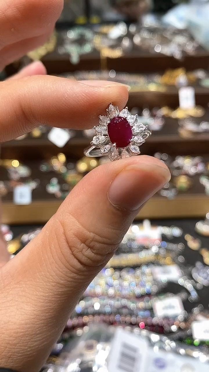 【闪购商品】红宝石戒指银S925镶嵌戒指