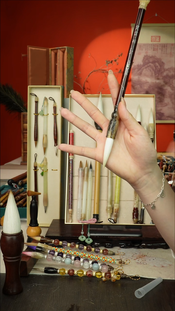 318号闪孤品高货毛笔链接 清水试笔 蘸墨不退