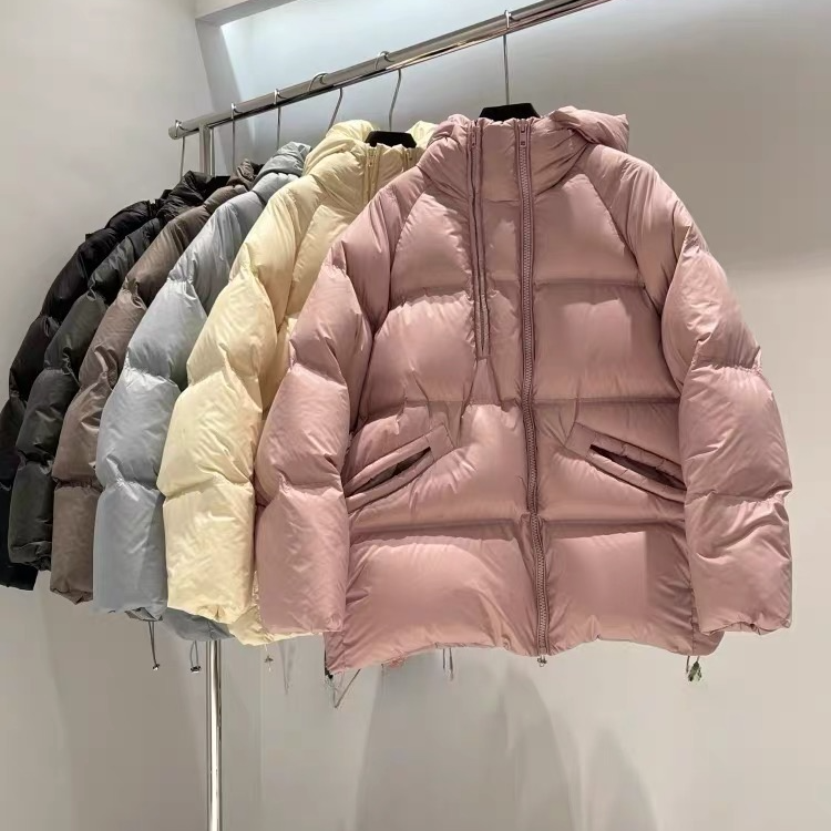 【蕾拉】连帽双拉链厚款白鸭绒羽绒服女中长款2024年新款百搭外套