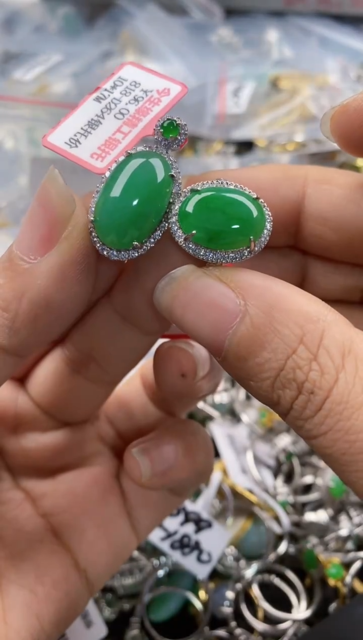 银S925镶嵌戒指翡翠333---6