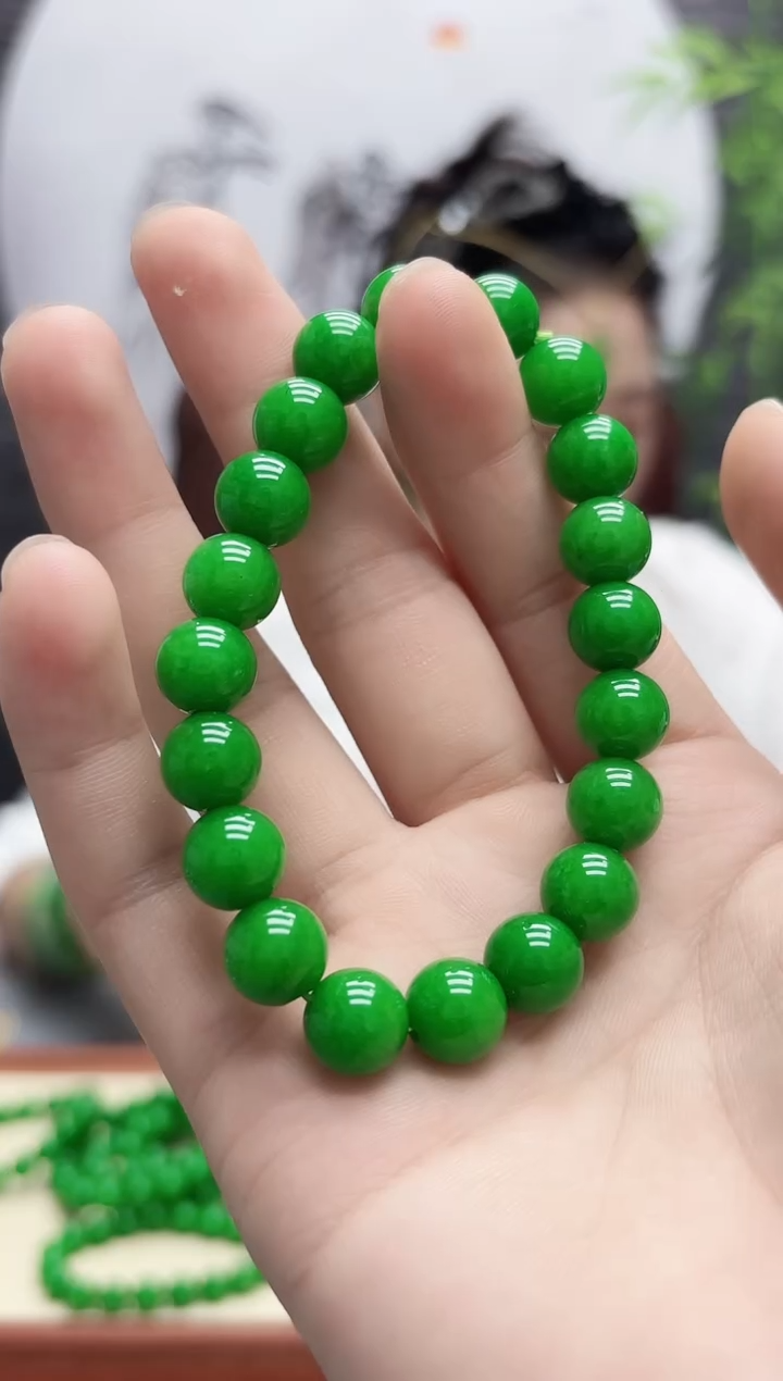 未镶嵌手链翡翠满绿卡10手链