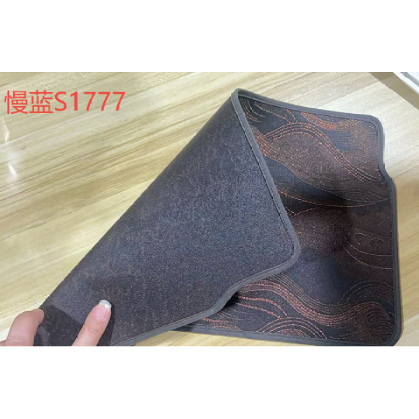 【悦生活】 <山海经>黑咖香云纱包边高铁茶席38*23（慢蓝S1777）