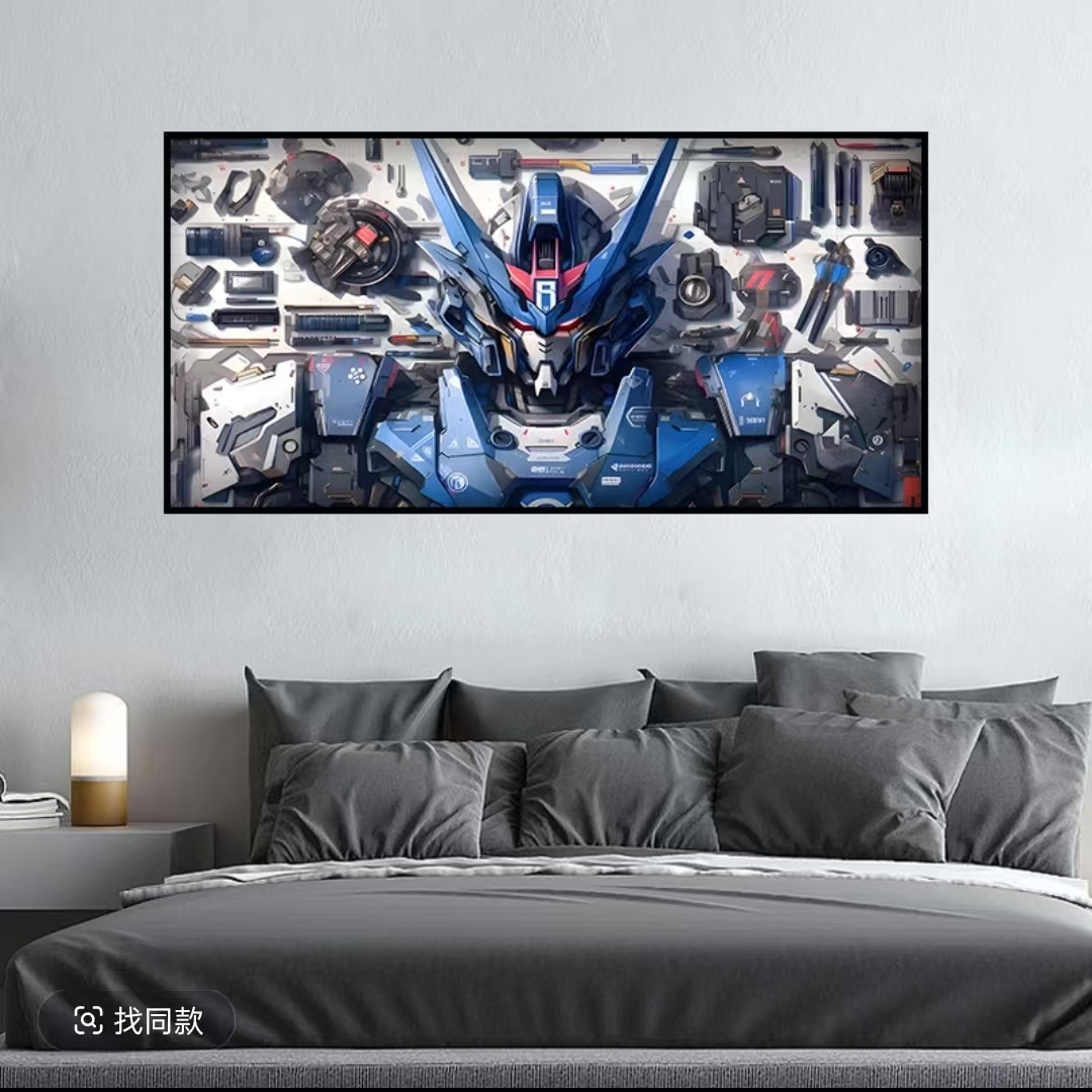 高达动漫炫酷机甲装饰画电竞房网咖高级大气卧室客厅挂画可定制