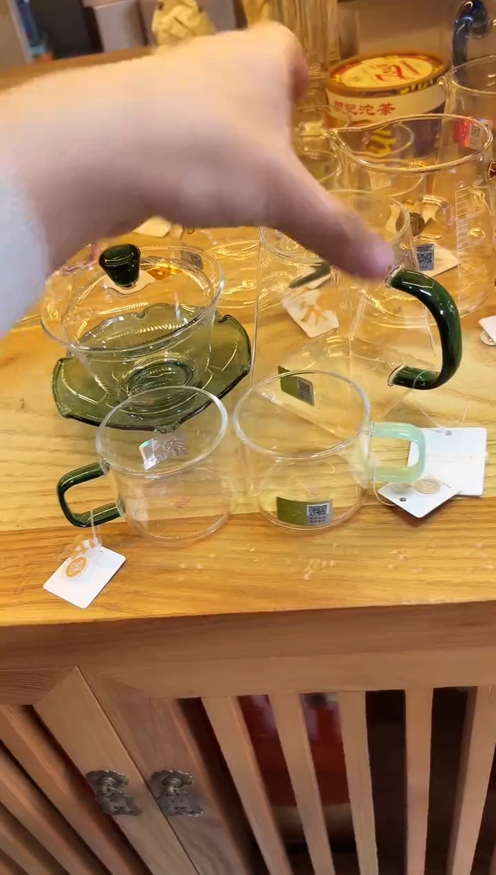 荷叶盖碗/湖绿色+瀚然茶海/墨绿色+清禾杯墨绿/一对