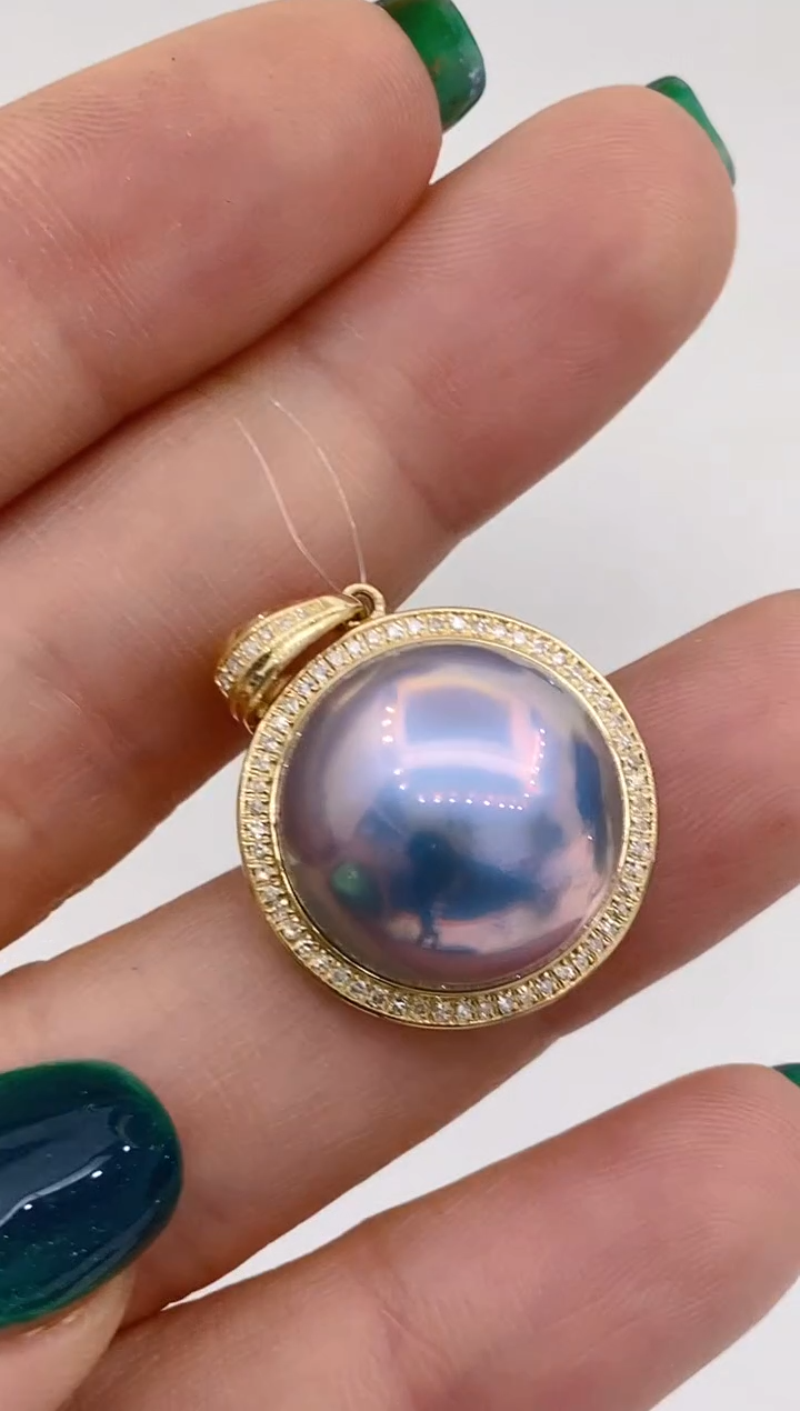 【闪购商品】拼合珍珠（马贝珠）吊坠18K金镶嵌235