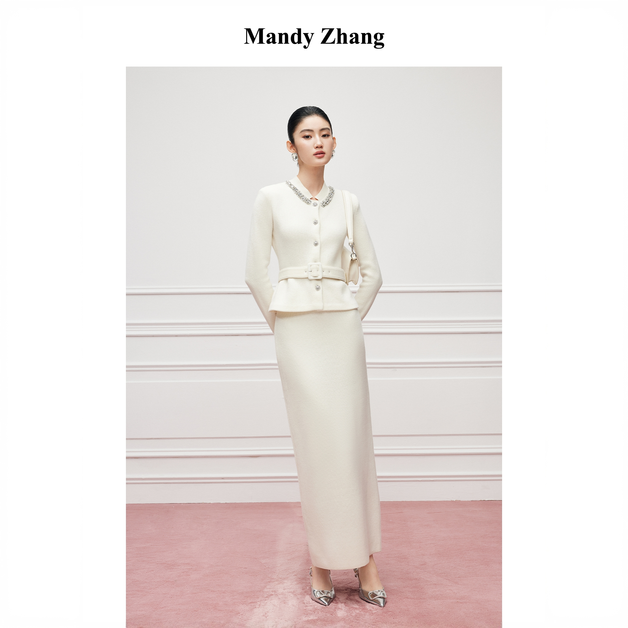 Mandy Zhang法式白色针织衫显瘦女2026春冬上衣