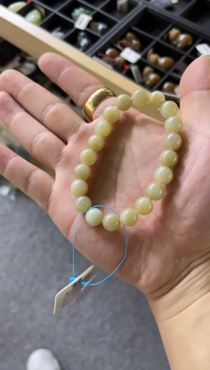 【闪购商品】和田玉手串未镶嵌卡10且末迪克兰带糖圆珠多样性发一