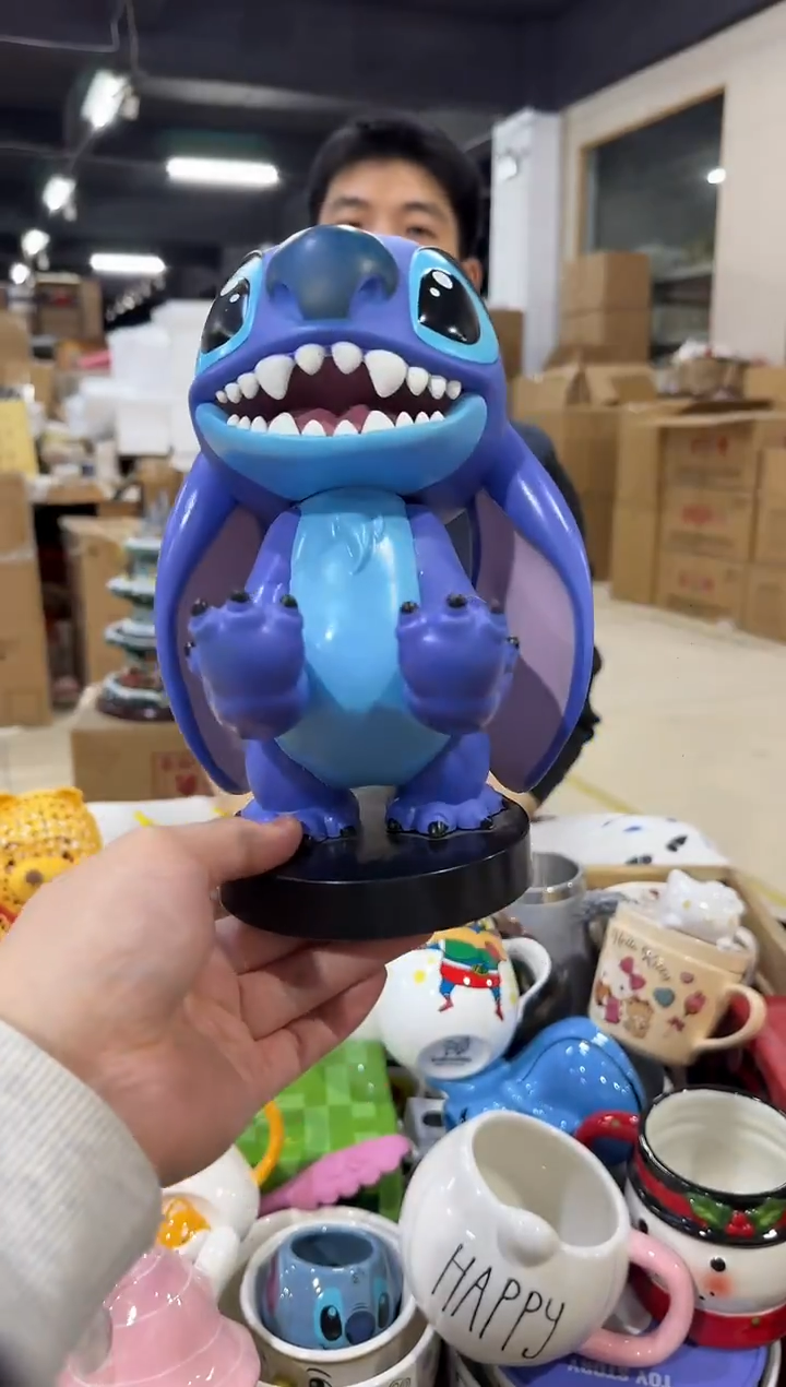 瓷片搪胶原盒史迪仔手机支架 张嘴款微瑕