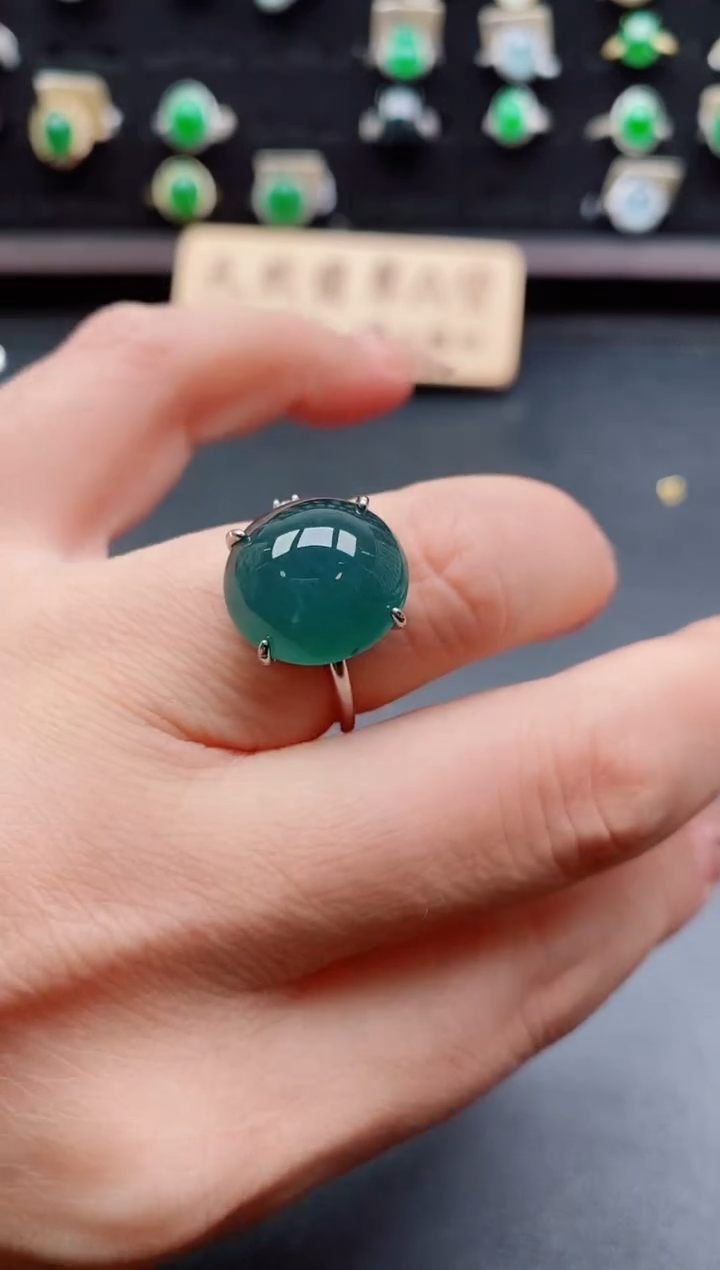 银S925镶嵌戒指翡翠1