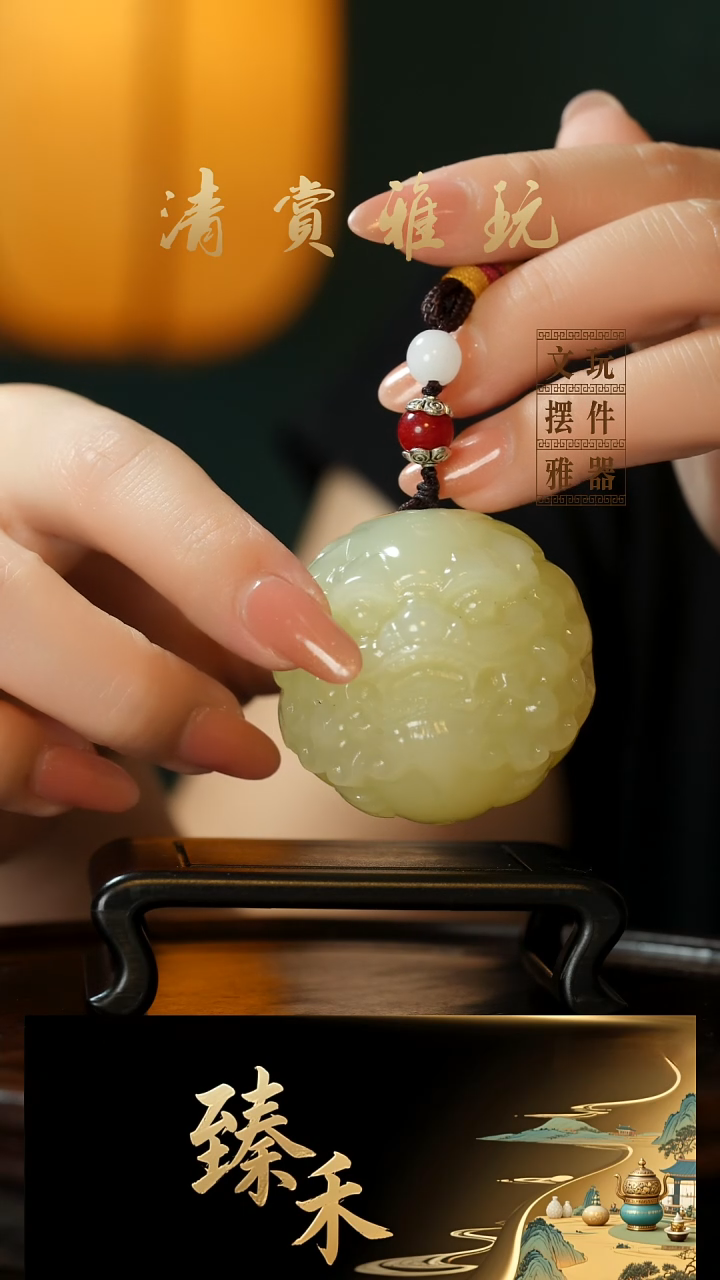 玉《醒狮貔貅》玉石手把件