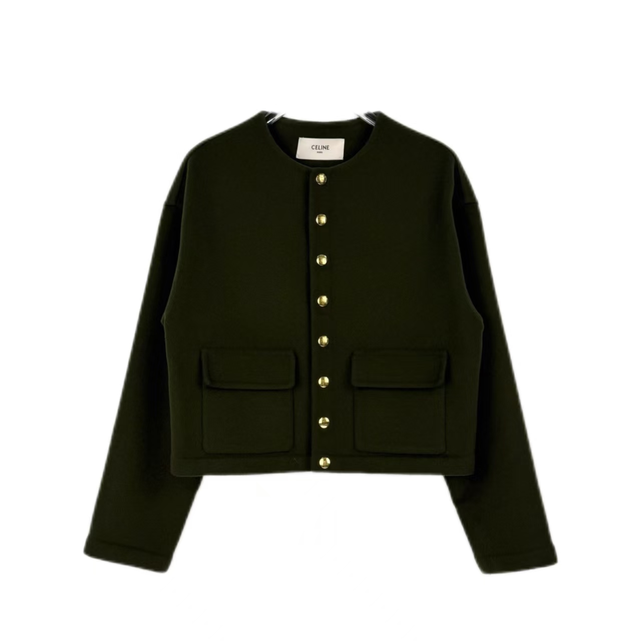 未使用 Celine/思琳 汤/P235400688/墨绿色金扣 外套 36