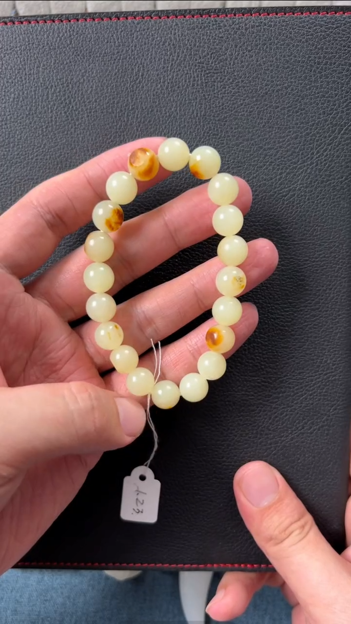 【闪购商品】和田玉珠串未镶嵌俄料黄玉圆珠手串